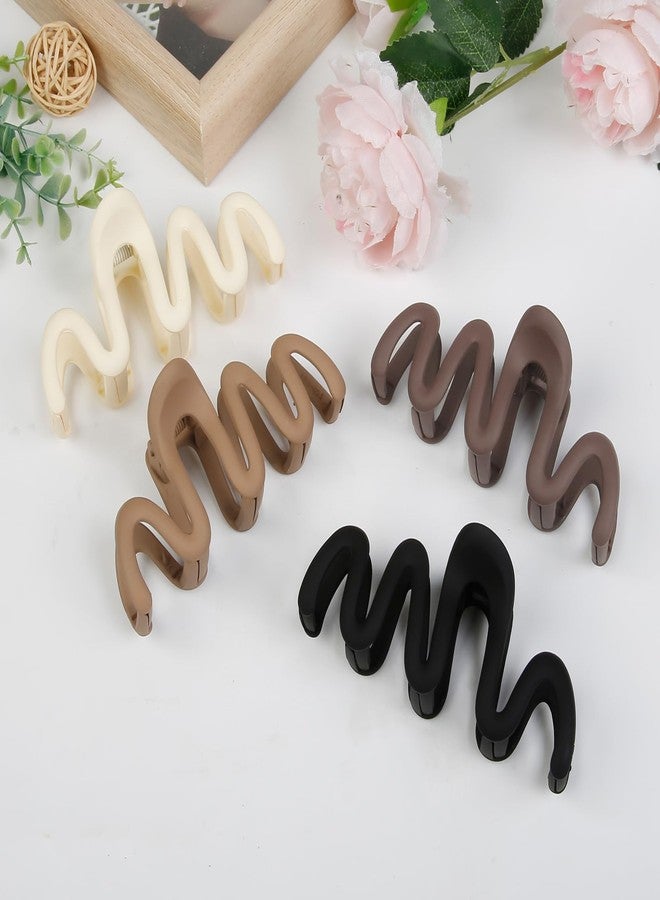 TEBIEKOY 4Pcs Claw Clips for Women Wavy Hair Clips for Thick Hair Non Slip Hair Clip Claw for Women's Hair Cute Hair Accessories - Image 4